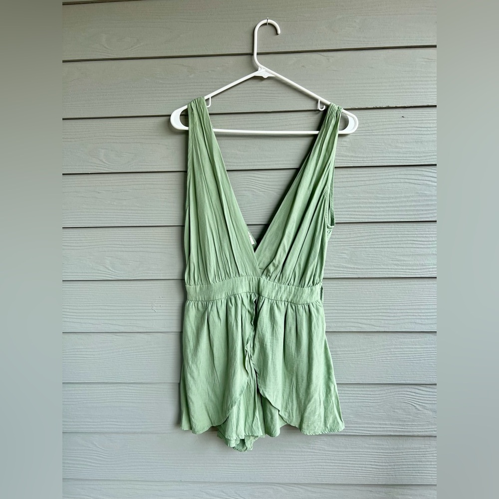 Green V-Neck Romper